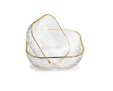 Square Glass Gold Rim Soak Off Bowl Set