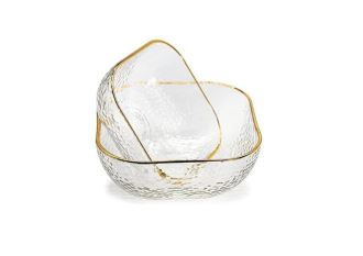 Square Glass Gold Rim Soak Off Bowl Set